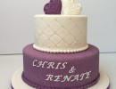 Bruidstaarten - Paars/witte stapel Chris en Renate