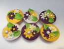 Cupcakes - Bloemencupcakes paars geel groen