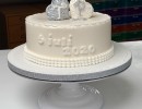 Bruidstaarten - Witte bruidstaart met datum en 3D harten